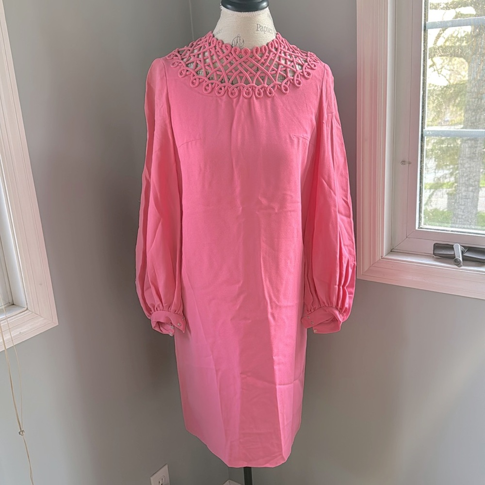 Vintage Union Made‎ pink laced neck dress GVC Medium